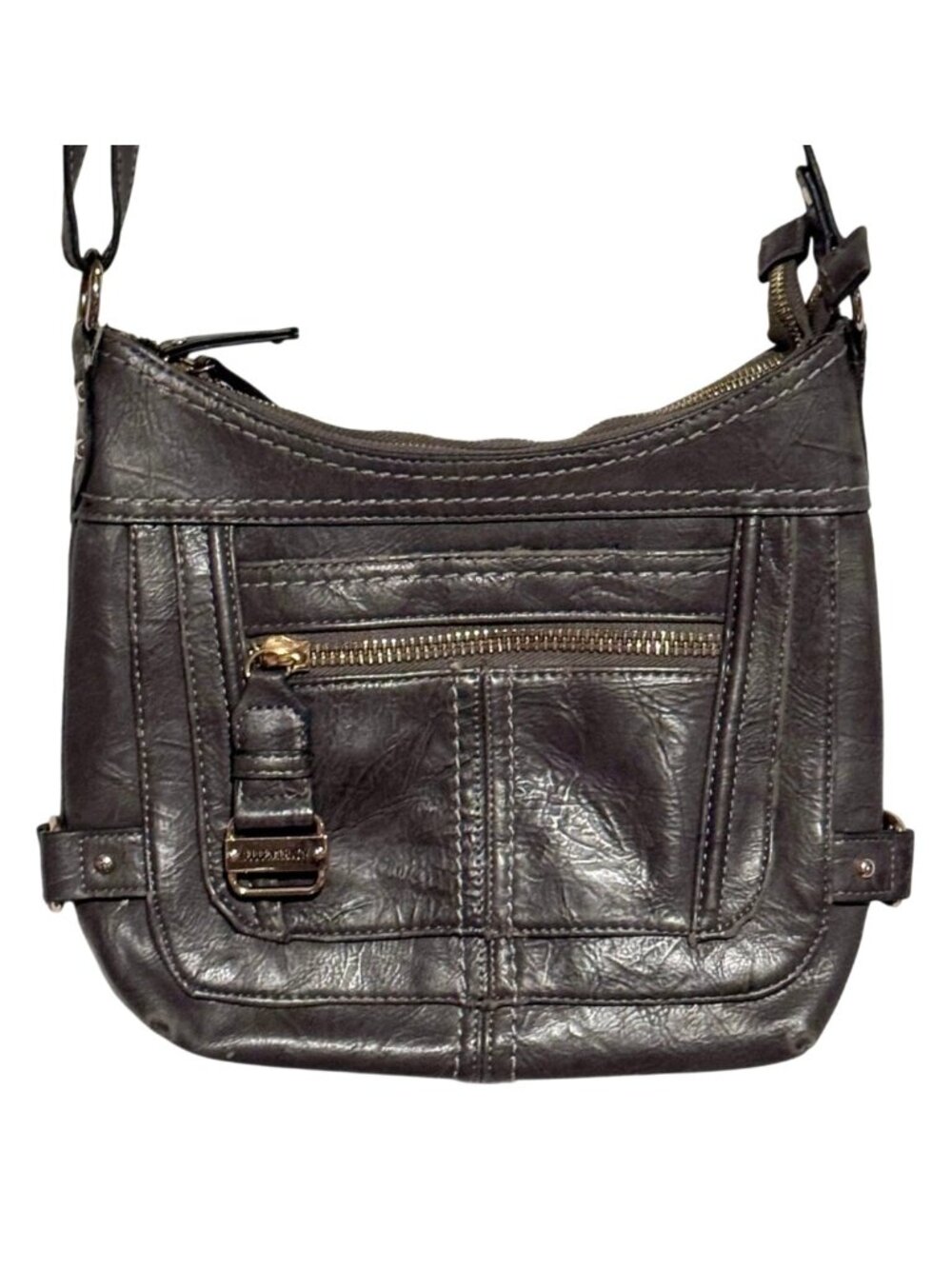 Ellen Tracy Crossbody Shoulder Bag Dark Gray Adjustable Strap